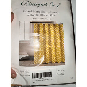 Brand New Biscayne Bay Printed Shower Curtain 72x72 Moroccan Pearl Gold